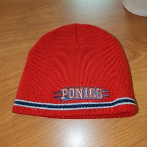 Stillwater Ponies Embroidered Logo Knit Skull Beanie Red Blue